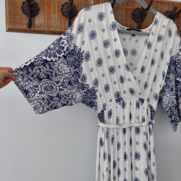 South of France Blue and Ivory Print Maxi Dress - Picture 8 of 16